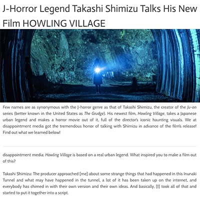 J-Horror Legend Takashi Shimizu Talks His New Film HOWLING VILLAGE